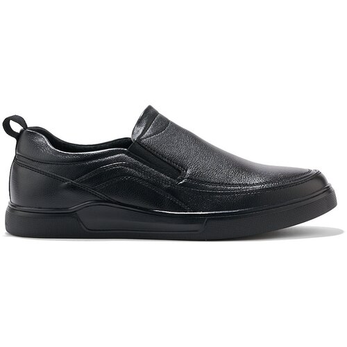 Shelvt Men's black faux leather loafers Cene