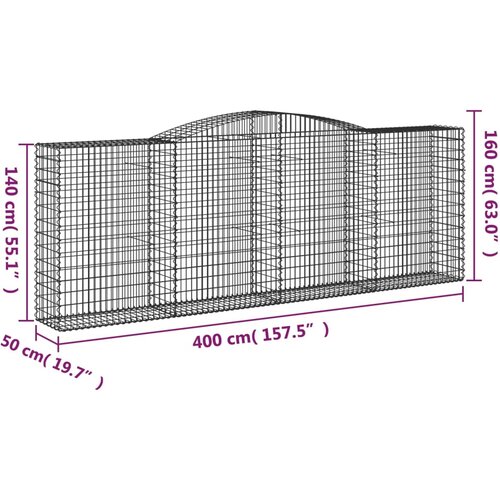  Lučne gabionske ko&amp;scaron;are 10kom 400x50x140/160cm pocinčano željezo Slike