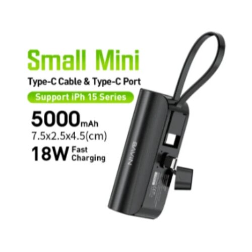 BAVIN Power bank 5000mAh USB-C port + kabl type-C crna - PC012 PRO ( 90323 ) Slike