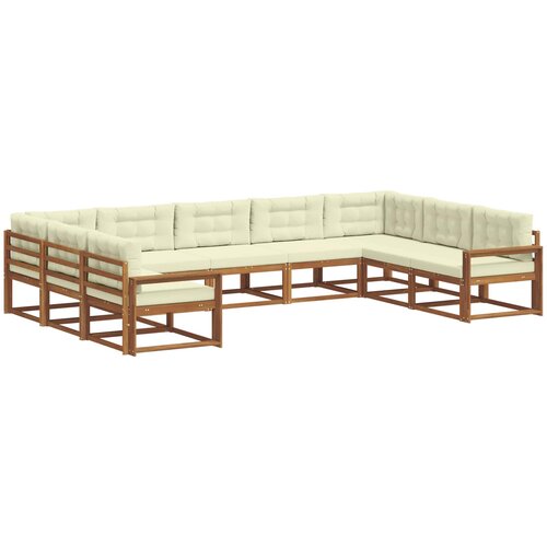  Set vanjskih sofa 9 kom. Prirodna i krem Smeđa 404 x 251,5 x 73 cm Slike
