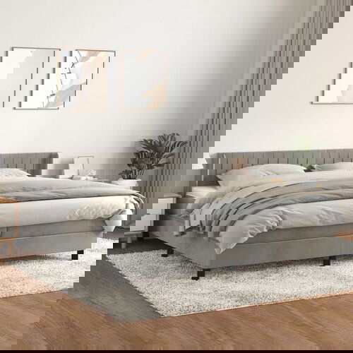 The Living Store Box spring postelja z vzmetnico svetlo siva 200x200 cm žamet - Box Spring Postelja, (21489572) Cene