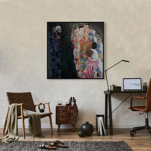  Slika - Gustav Klimt &ndash; Death and Life 60x60 U crnom drvenom okviru Cijene