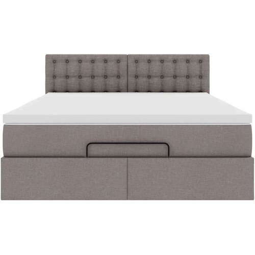VidaXL Otomanski krevet s madracem smeđesivi 140x200 cm tkanine Slike