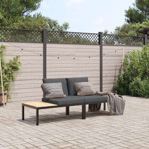 VidaXL 2-dijelni set vrtnih sofa s jastucima crni aluminijski Slike