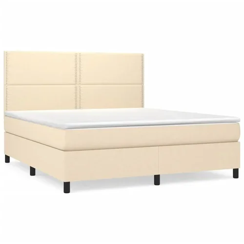 vidaXL Box spring postelja z vzmetnico krem 180x200 cm blago, (20895272)