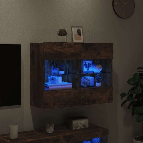 vidaXL Zidni TV ormarić s LED svjetlima boja hrasta 78 5x30x60 5 cm Cijene
