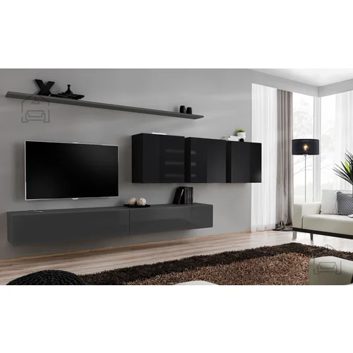 ASM Meble Dnevni TV regal Switch VII 340 cm - grafit/črn