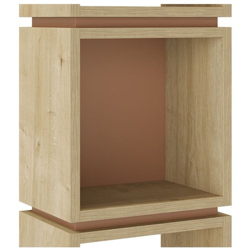 Marckeric Opečnato oranžen/v naravni barvi regal v hrastovem dekorju 32x167 cm Lofty &amp;ndash; Slike