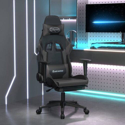 The Living Store Masažni igralni stol z oporo za noge črno in Siva umetno usnje - Gaming Stol, (21426697) Slike