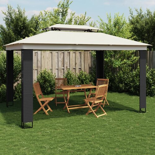 VidaXL Paviljon z dvojno streho krem 3,94x2,96 m jeklo Slike