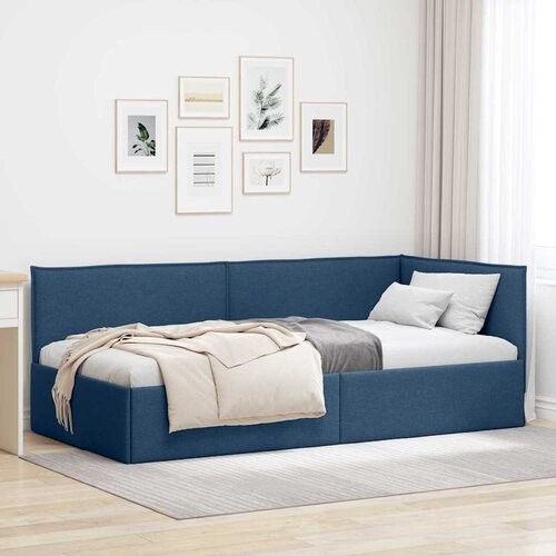 VidaXL Kutni okvir kreveta s uzglavljem Plava 80 x 200 cm tkanina Slike