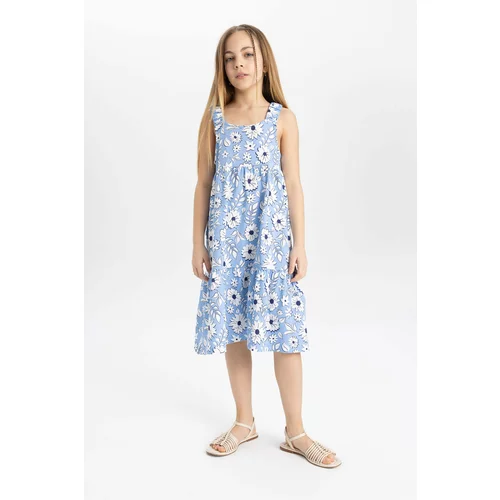 Defacto Girl Patterned Combed Cotton Sleeveless Dress