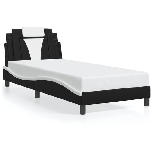 Maison Chic Posteljni okvir - Enojna postelja - Postelja za odrasle z vzglavjem črn in bel 90x190 cm umetno usnje-J9500, (21760752) Cene
