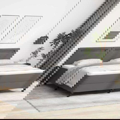  Okvir postelje z vzmetnico Siva 180 x 200 cm Umetna koža, (5000022720) Slike