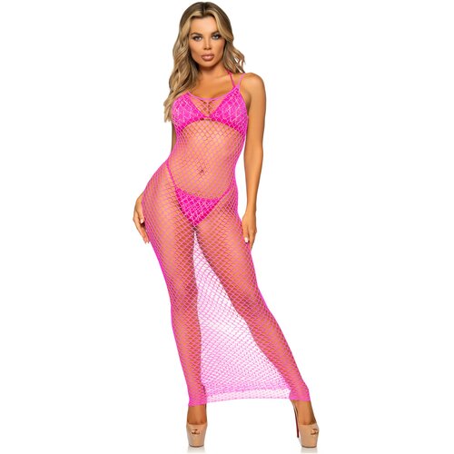 Leg Avenue Net Backless Maxi Dress 86963 Neon Pink Cene