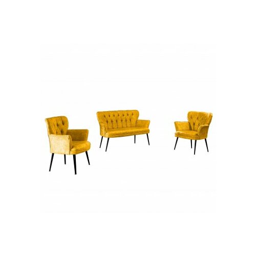 Atelier Del Sofa sofa i dve fotelje paris black metal mustard Slike
