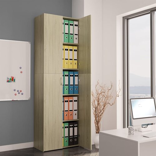 VidaXL pisarni&amp;scaron;ka omara sonoma hrast 60x32x190 cm iverna plo&amp;scaron;ča Slike