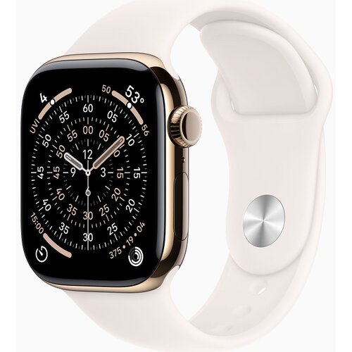 Apple Watch Series 11&nbsp;GPS + Cellular 46mm&nbsp;Gold Titanium Case with Light Blush Sport Band - S/M, (5000011479) Cene