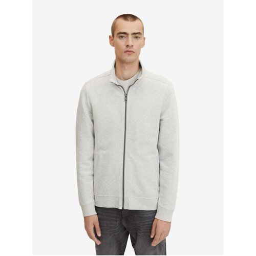 Tom Tailor Light Grey Men&amp;#039;s Brindle Sweatshirt with Zipper - Men&amp;#039;s Slike