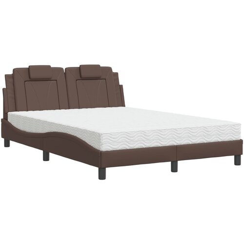 VidaXL Postelja z vzmetnico rjava 120x200 cm umetno usnje, (21111526) Slike