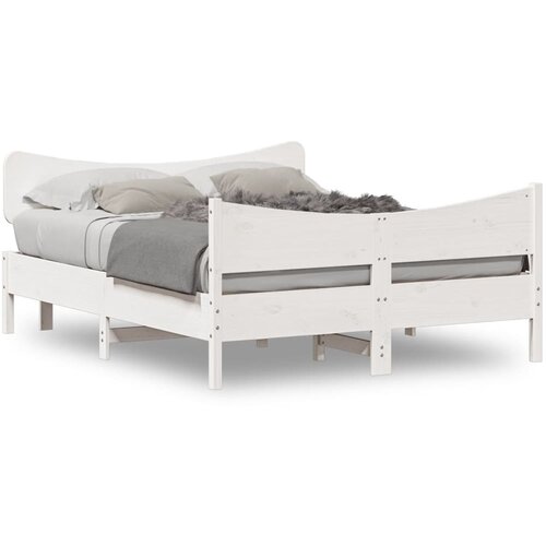 VidaXL Okvir za krevet s uzglavljem bijeli 150 x 200 cm borovina Slike