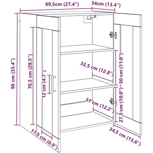 VidaXL Ormarić / Komoda Smeđa 69.5 x 34 x 90 cm Konstruirano drvo Slike