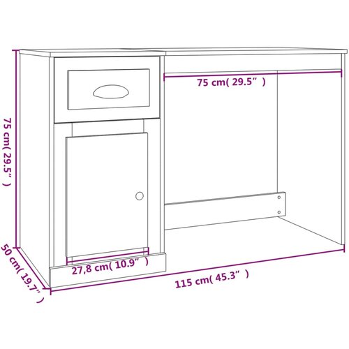  Radni stol s ladicom boja hrasta 115x50x75 cm konstruirano drvo Slike