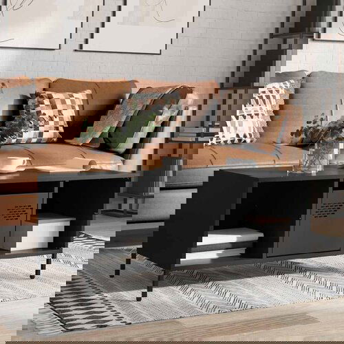 VidaXL Stolić za kavu crni 101,5x50x43,5 cm od hladno valjanog čelika Slike