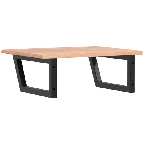  Zidna polica za umivaonik od čelika i masivne hrastovine Smeđa 60 x 50 x 2 cm Slike