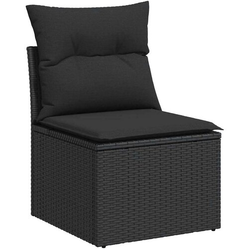  9-dijelni set vrtnih sofa s jastucima crni od poliratana Slike