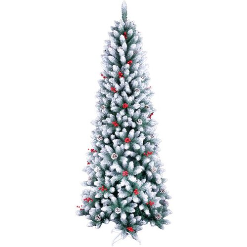  Snježom prekriveno božićno drvce, 210 cm, s bobicama jarebike, borovim če&scaron;erima i 330 LED svjetala Cijene