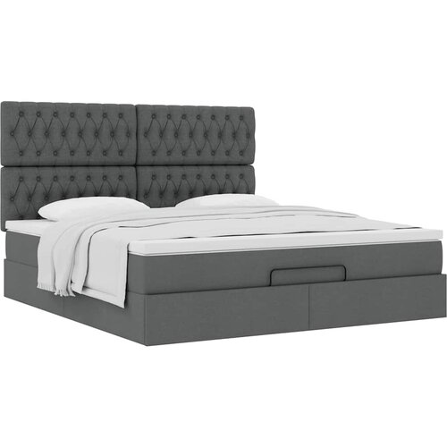  Otomanski krevet s madracem tamnosivi 160x200cm od tkanine Slike