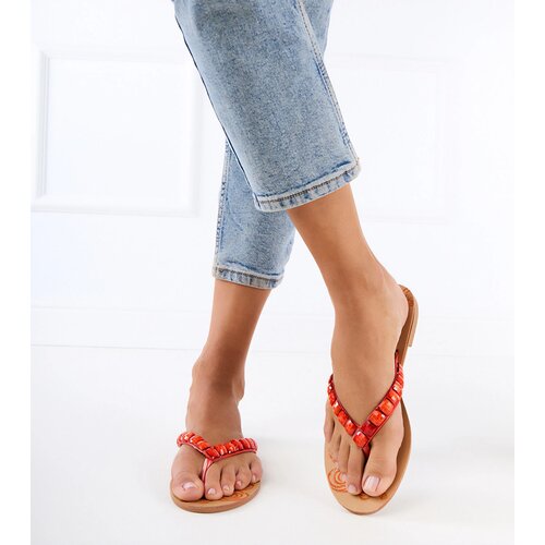 Gemre Orange flip-flops decorated with stones Liwiros Cene
