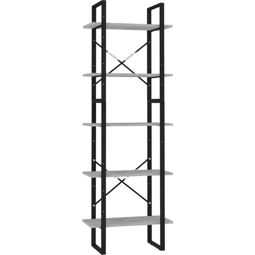 VidaXL Knjižna omara 5-nadstropna betonsko siva 60x30x175 cm Slike