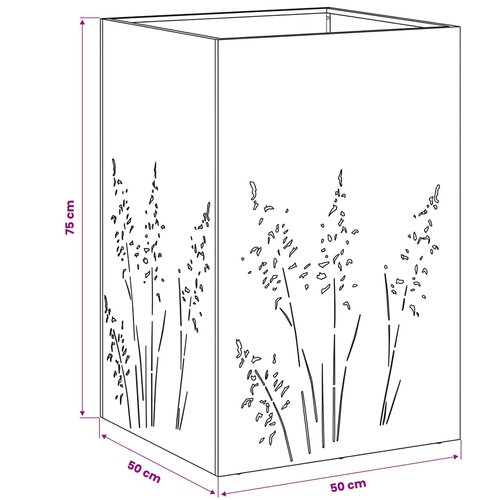  Vrtna saksija Crna 50 x 50 x 75 cm Čelična vrata Slike