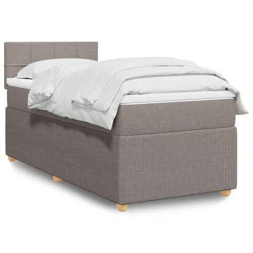 vidaXL Box spring postelja z vzmetnico taupe 90x200 cm blago Cene