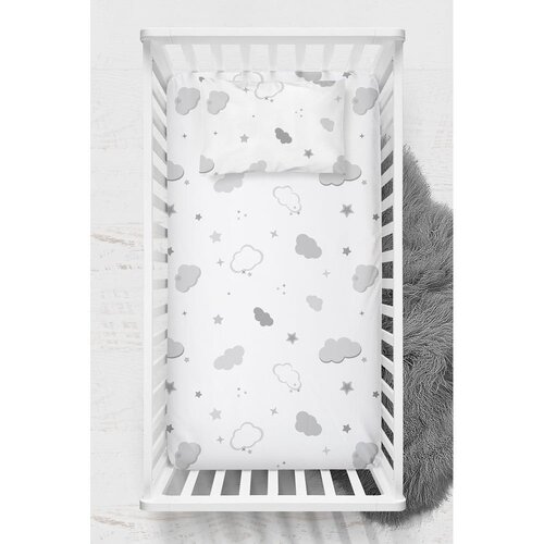 Mijolnir Bijela dječja plahta s gumom za dječji krevetić od renforce pamuka 70x120 cm Bulut – Cijene