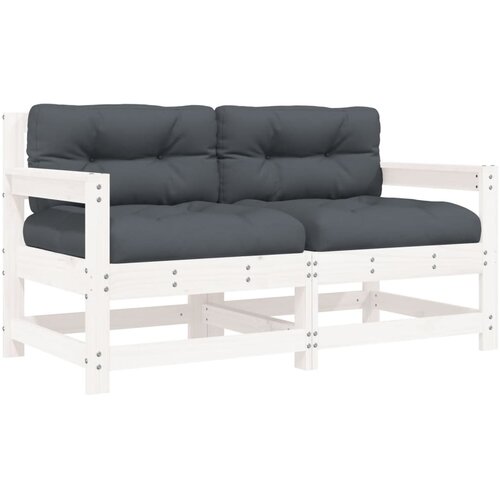 Maison Chic Vrtni stoli - Stol za vrt z blazino 2 kosa bela trdna borovina JS2538, (21876267) Slike