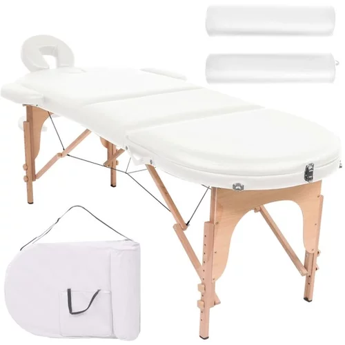  Zložljiva masažna miza debelina 4 cm z 2 blazinama ovalna bela