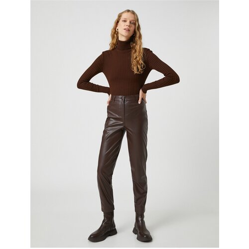 Koton Leather Look Trousers Skinny Leg High Waist Pockets Slike