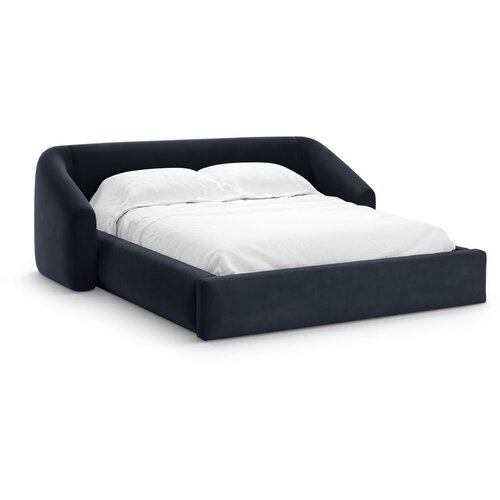 Cosmopolitan Design Temno modra oblazinjena zakonska postelja s prostorom za shranjevanje z letvenim dnom 160x200 cm Campi – Cene