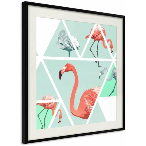  Poster - Tropical Mosaic with Flamingos (Square) 20x20