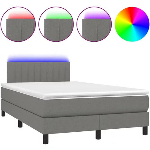 vidaXL Box spring postelja z vzmetnico LED temno siva 120x190 cm blago, (21112160)