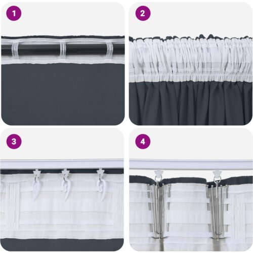 VidaXL Bar&amp;scaron;unaste Zavjese 2 kom s Džepom za &amp;Scaron;ipku Srebrna Siva 245x140 cm Slike