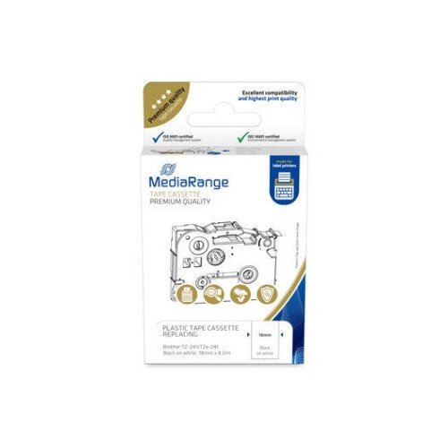 Mediarange Trak p-touch tze-241 mediarange bel/črn 18mm Slike