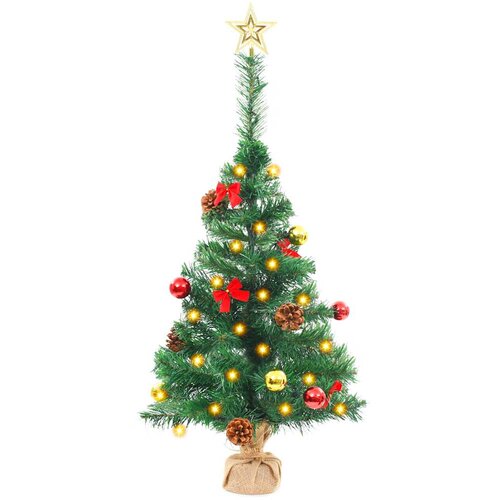  Umjetno osvijetljeno božićno drvce s kuglicama zeleno 64 cm Slike