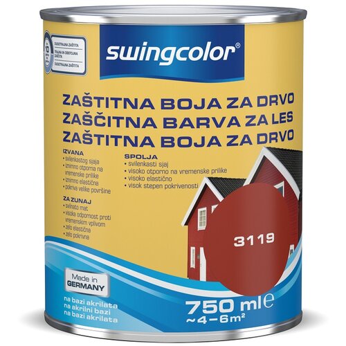 SWINGCOLOR zaščitna barva za les bordo rdeča (750 ml, na vodni osnovi, zelo elastična, pokrivna, visoko odporna proti vremenskim vplivom) Cene