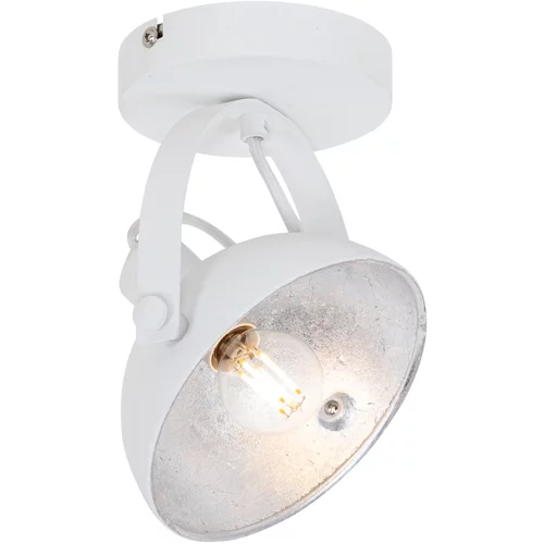 QAZQA Industrijska stropna svetilka bela s srebrom 15 cm nastavljiva - Magnax
