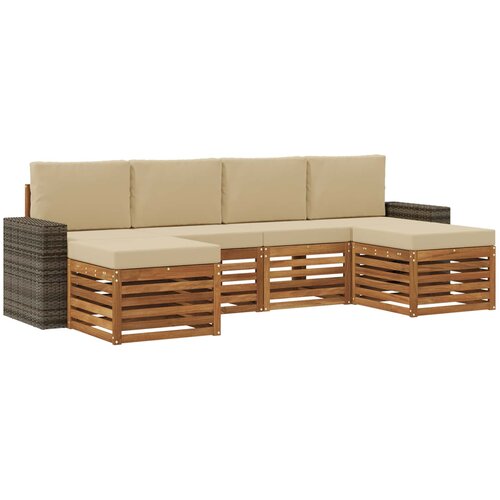 vidaXL Sedežne garniture 6 pcs Naravna in bež Masiven les akacije, (5000283540) Cene