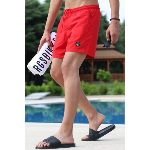Madmext Swim Shorts - Red - Plain Slike